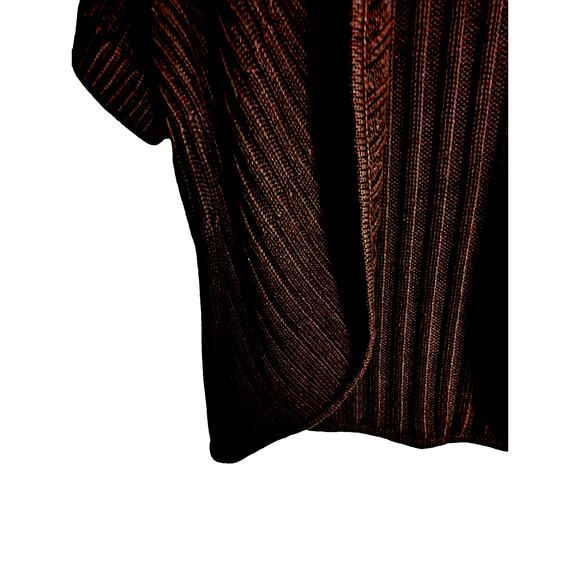 Metro 7 Women's Chocolate Brown Open Front Short Sleeve Cardigan Size Large - Picture 9 of 9